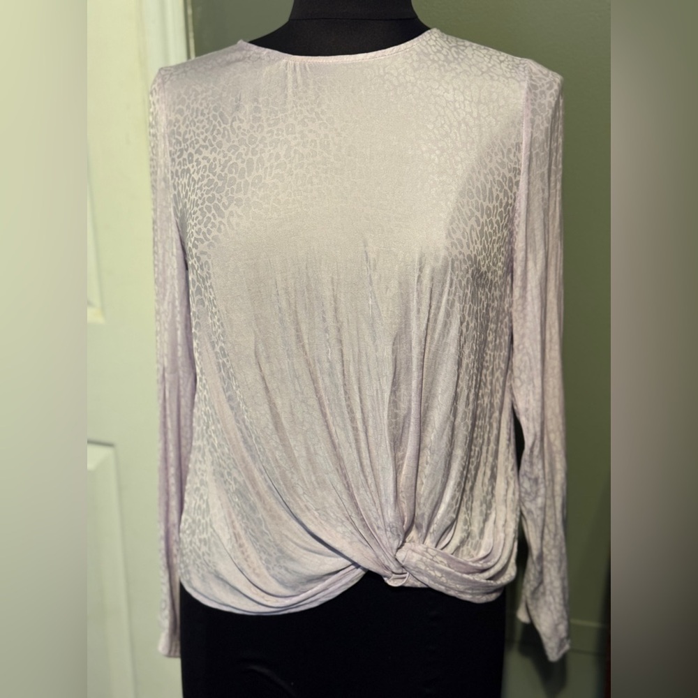 Nine West Lavender Long Sleeve Top with Knot Detail